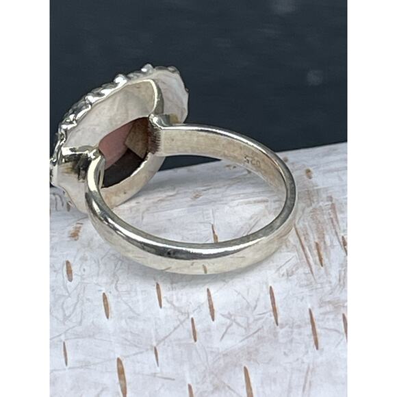 Pink Aurora Opal Ring 925 Sterling Silver Ring Color Flash Size 7.25 - Picture 6 of 9
